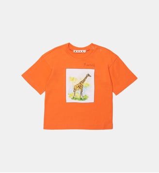 T-shirt avec imprimé girafe et logo - Marni - Orange