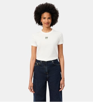 T-shirt jersey broderie - Lacoste - Blanc