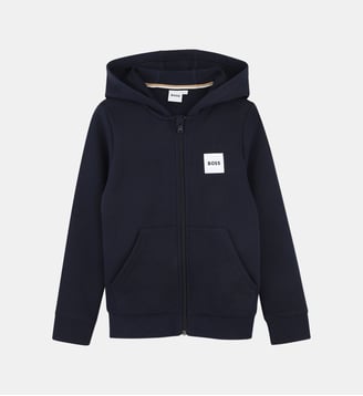Sweat zippé à capuche - BOSS Kidswear - Bleu cargo