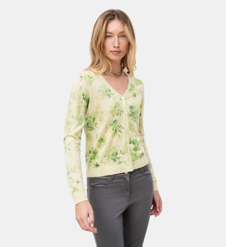 Gilet mveronica - Motif floral - Caroll - Vert anis