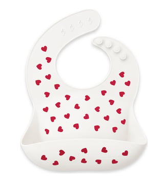 Bavoir silicone avec récupérateur - Elhee - Blanc