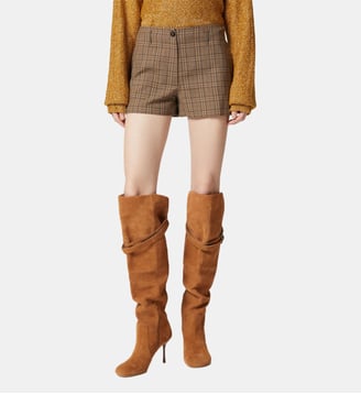 Short large à carreaux - Pinko - Chameau et marron