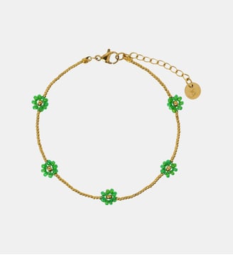 Bracelet  Prairie avec fleurs à perles Miyuki - Les Cléias - Vert