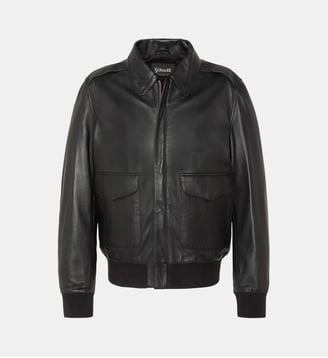 Blouson pilote, cuir d'agneau. - Schott - Noir