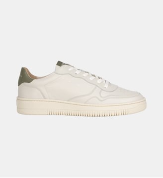 Sneakers Travis Cuir - Bobbies - Blanc cassé et romarin
