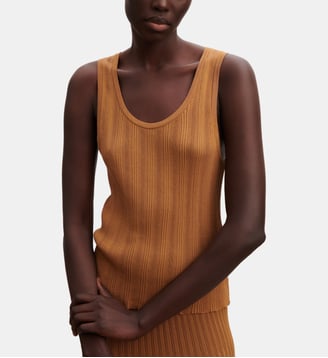Débardeur slim maille côtelée en coton - Bompard - Macchiato
