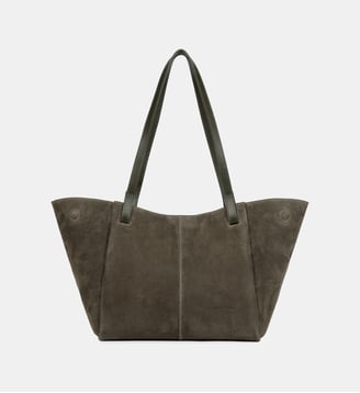 Sac cabas épaule Suède en cuir - Lancaster - Kaki