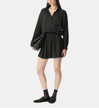 Robe chemise effet trompe-l'oeil - Ikks - Noir