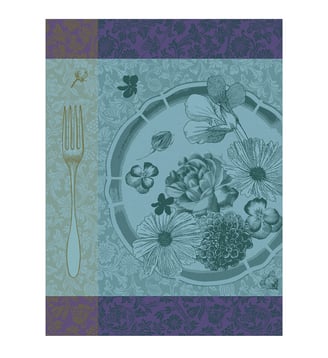Torchon Fleurs à croquer - Le Jacquard Francais - Vert