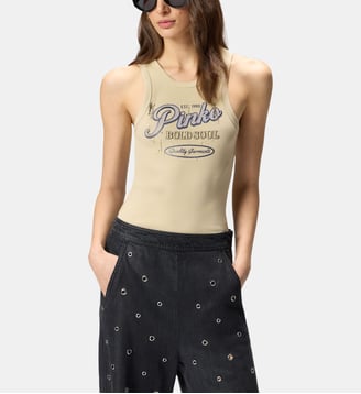 Débardeur à message vintage - Pinko - Bleu foncé