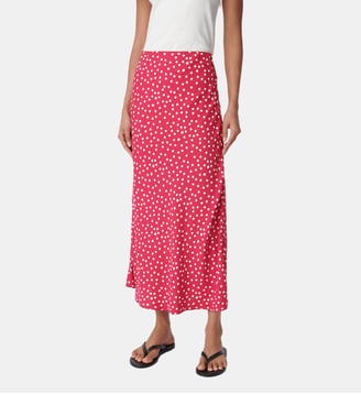 Jupe midi imprimé pois - Ikks - Rose fuchsia