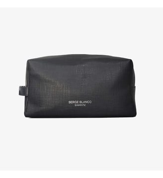 Trousse de toilette en cuir de vachette Biarritz - Serge Blanco - Bleu foncé