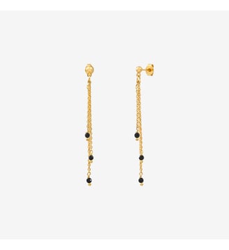 Boucles d'oreilles dorées agate verte - milady - Caroline Najman - Noir