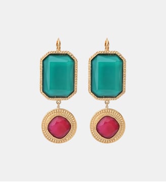Boucles d'oreilles dormeuses   - Louise - Satellite - Bleu turquoise