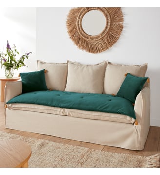 Matelas d'assise velours - La Redoute Interieurs - Vert canard