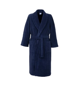 Peignoir de bain long en coton modal - Yves Delorme - Marine