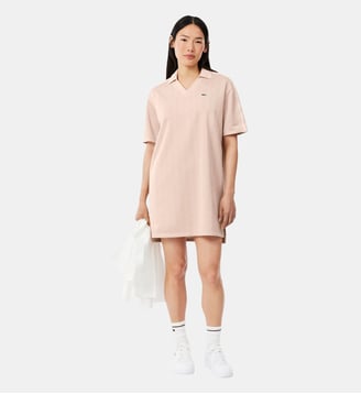 Robe polo jacquard monogramme - Lacoste - Rose et beige