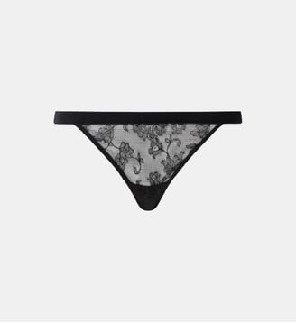 Tanga avec dentelle de Leavers - Chantelle X - Noir