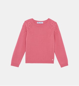 Pull -   laine broderies fleurs - Tartine Et Chocolat - Rose