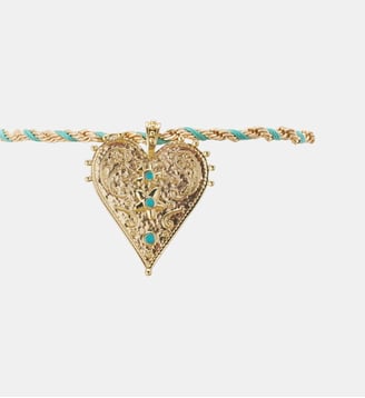 Bracelet de cheville chaîne avec pendentif cœur GIANO - Hipanema - Bleu turquoise
