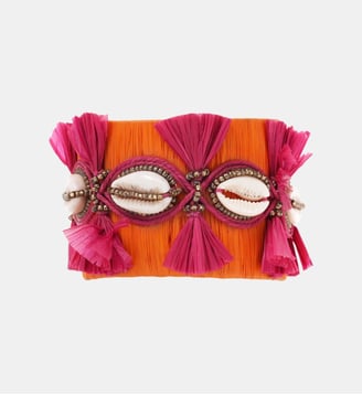Bracelet jonc en raphia avec coquillages VULNY - Hipanema - Orange