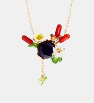 Collier plastron jardin flottant de Giverny et pierre bleue - Les Néréides - Multicolore