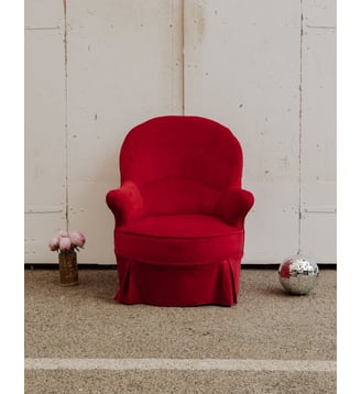Fauteuil en velours rouge Ernest N°994- Produit chiné - Debongout - Rouge