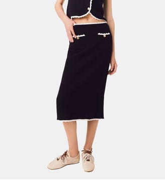 Jupe midi avec finitions en crochet - Maje - Marine