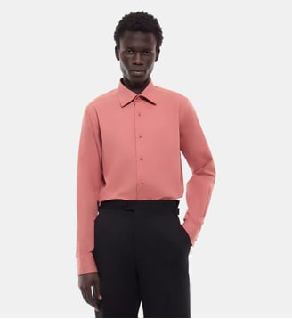 Chemise col cassé en twill de coton - Fursac - Vieux rose