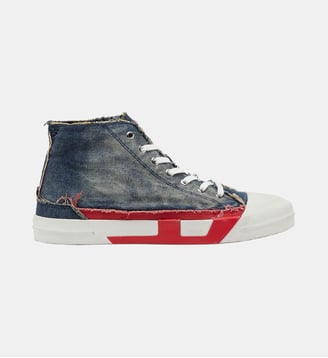 D-Verse-Baskets montantes en denim avec logo D - Diesel - Bleu rouge