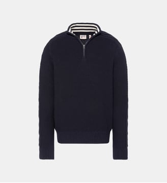 Pull camionneur en maille texturée - Schott - Bleu marine