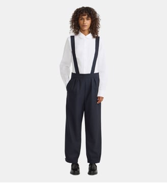 pantalon large à bretelles - Agnès b. - Bleu waterman
