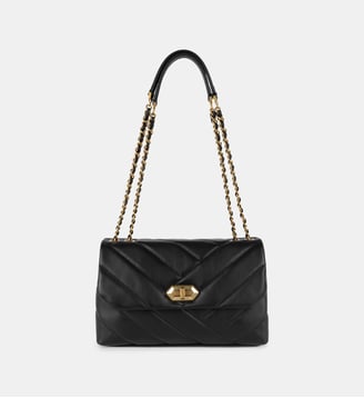 Sac besace trotteur cuir matelassé - Lancaster - Noir