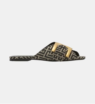 Sandales plates Anthem en jacquard monogramme Balmain