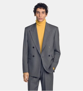 Veste en laine rayée - Sandro - Gris moyen