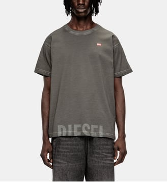 T-shirt en coton à col rond avec imprimé - Diesel - Gris