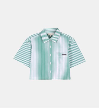 Chemise rayée manches courtes - Michael Kors Kids - Frosty spruce