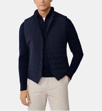 Gilet Hybride Sartorial Avec Dos En Maille - Hackett London - Bleu marine