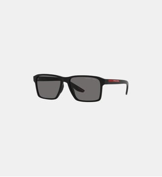 Lunettes de soleil Rectangulaire PS 05YS - Prada Linea Rossa - Caoutchouc noir