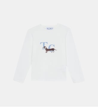 T-shirt -  coton imprimé chien - Tartine Et Chocolat - Écru