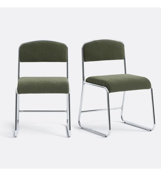 Lot de 2 chaises chrome et tissu - La Redoute Interieurs - Vert