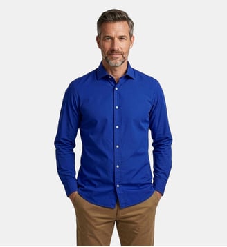 Chemise bleue en voile de coton coupe droite - Atelier Privé - Bleu
