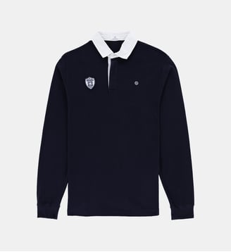 Polo rugby homme manches longues RC Vannes - Serge Blanco - Bleu marine