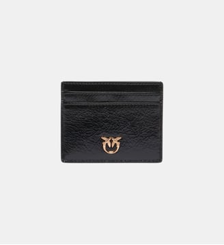 Porte-cartes en cuir brillant à logo - Pinko - Noir limousine or