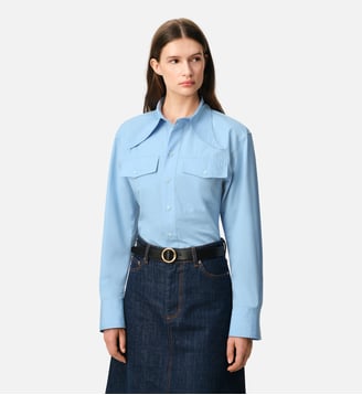 Chemise Cintrée Col En Pointe en Coton - AMI Paris - Bleu cachemire