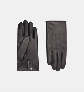 Gants Slim Homme Cuir Doublés Cachemire - Agnelle - Noir