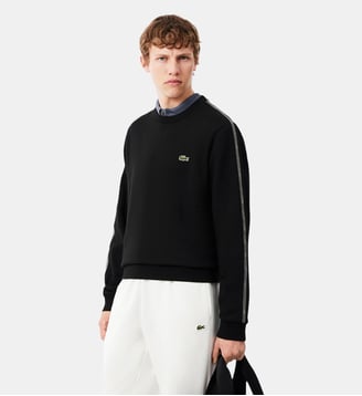 Sweatshirt molleton bande rayée - Lacoste - Noir