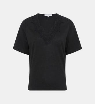 T-shirt en lin à broderies - MAEVANELLE - Gerard Darel - Noir