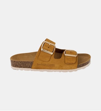 Mules plates en cuir à brides ZATIX - Les Tropeziennes par M. Belarbi - Ocre