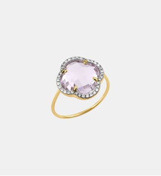 Bague, amethyste rose, diamants, or jaune - Morganne Bello - Or jaune